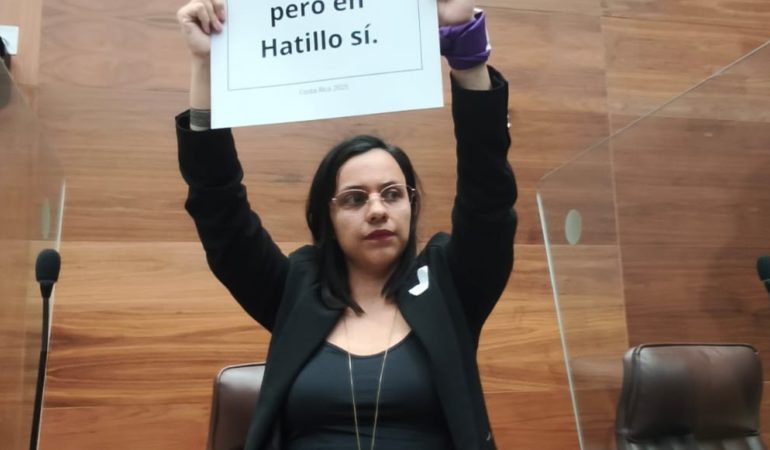 La diputada Sofía Guillén diseñó y repartió carteles en contra del presidente con el mensaje: “El respeto no implica silencio ni sumisión”.