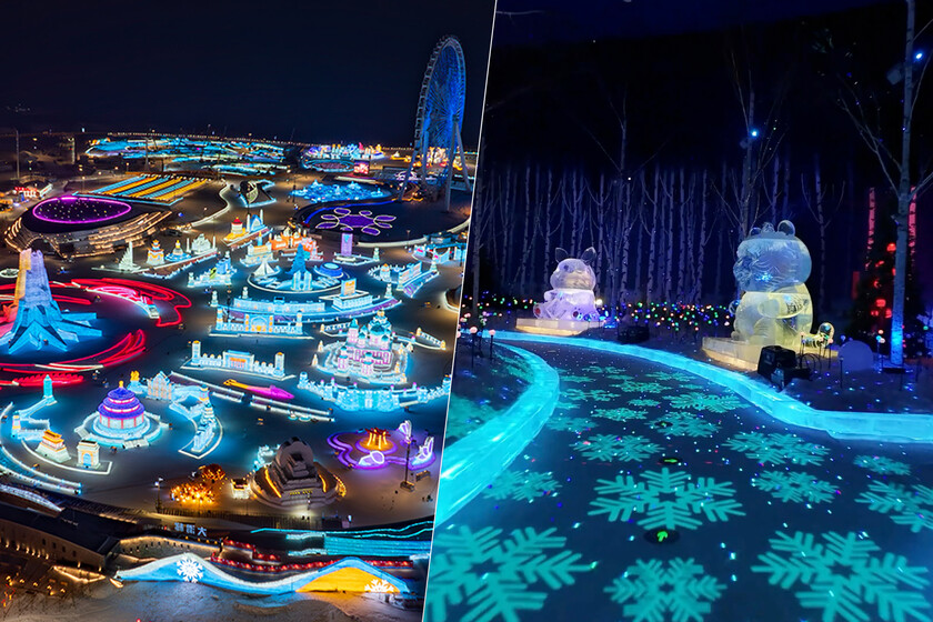 China quiere batir récords con el parque de hielo más grande del mundo. Y ya empezó a subirlo bloque a bloque.

 – La nación