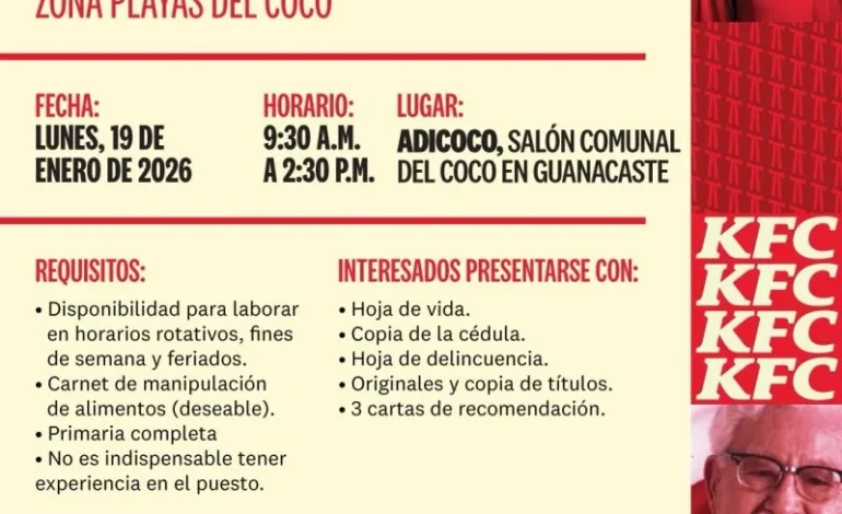 KFC Costa Rica inicia búsqueda de talento en Guanacaste para su próxima apertura

 – La nacion