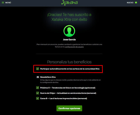 Asegúrate de marcar esta casilla para participar automáticamente en los sorteos exclusivos de Xataka Xtra | Imagen: Xataka